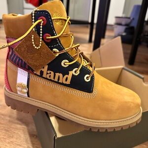 Timberland Kids Tan and Black Boots